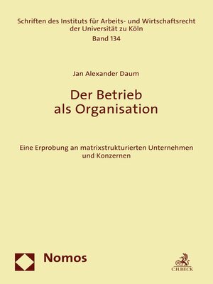 cover image of Der Betrieb als Organisation